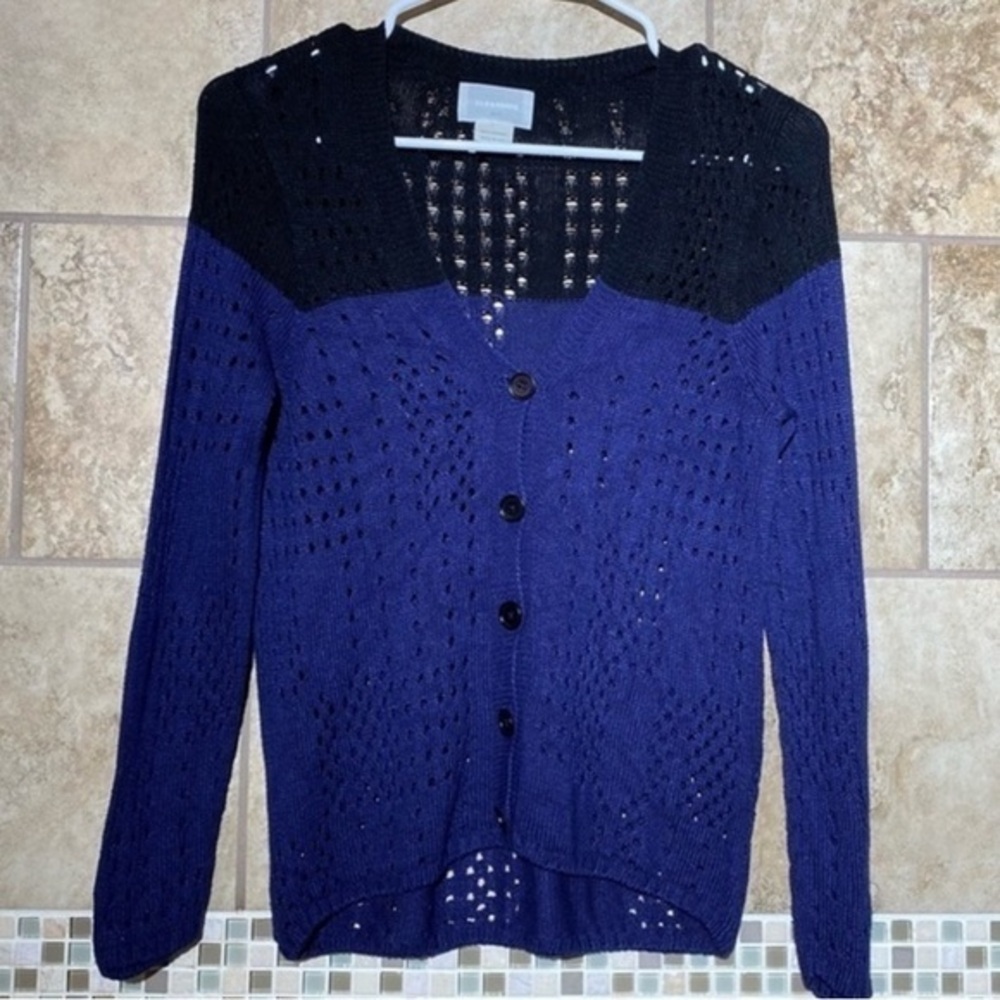 M.Patmos Knit 100% Bamboo Cardigan Colorblock Sweater S